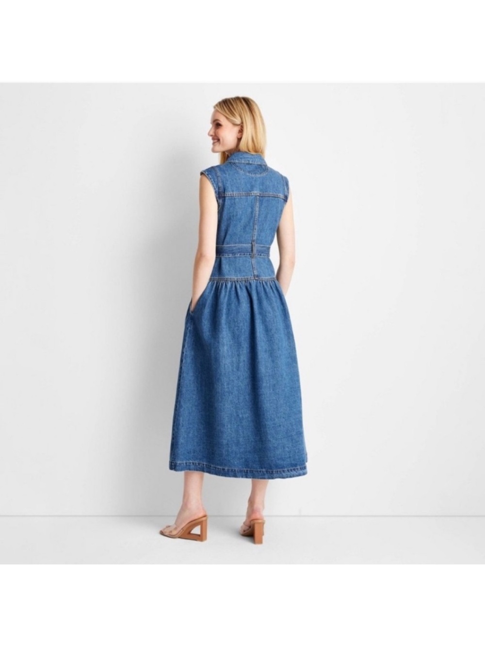 Universal thread Women Tie-Waist Midi A-Line Dress - Picture 2 of 13